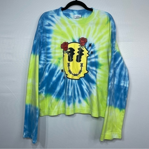 Empyre Shirt Women's Medium Tie Dye Yellow Smiley Face Roses Bright Colors Skate - Picture 1 of 4